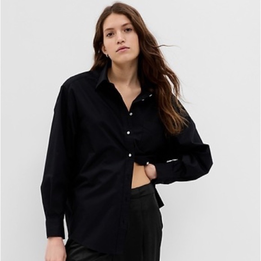 GAP cotton Big Shirt Black Crystal rhinestone Button Down Shirt Small